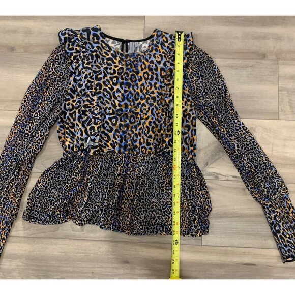 Anthropologie Bl^nk Moira Ruffled Peplum Leopard Print Top Size S - Picture 8 of 13